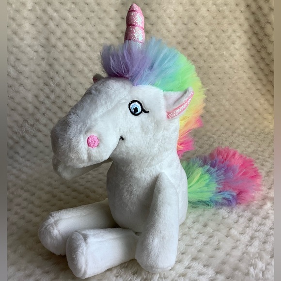 Kinder Surprise Ferrero Rainbow Plush Unicorn Stuffed Animal Embroidered Eyes - Picture 2 of 10
